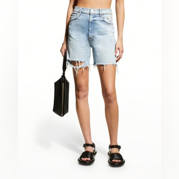 MOTHER High Rise Distressed Denim Shorts